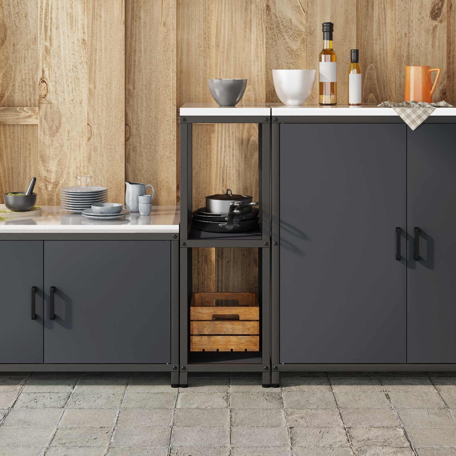 Küchenregal Standregal, 30 x 50 x 92 cm, Küchenaufbewahrung aus Stahl in Anthrazit, stabiles Metallregal für Küchenutensilien, platzsparendes Design für Moderne Küchenorganisation