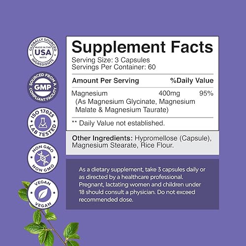 Miniatura 3 de Paquete de magnesio de alta absorción para dormir - L-treonato apigenina teanina para dormir y descansar - Suplemento sin melatonina y complejo de