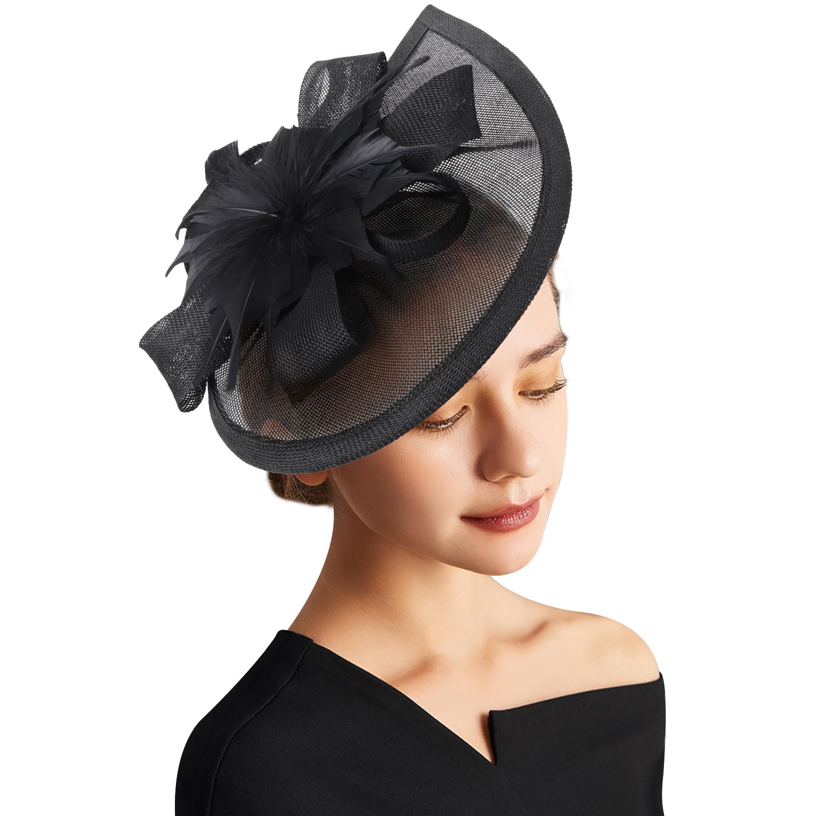 DRESHOW Women Fascinator Hats Tea Party Hat Vintage Pillbox Hat Headband for Cocktail
