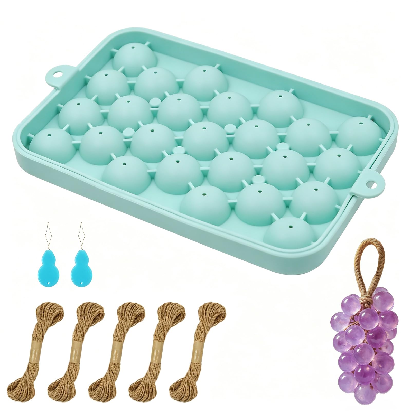 Silicone Soap Mold with Rope, DIY Grape Soap Making Kit Light blue