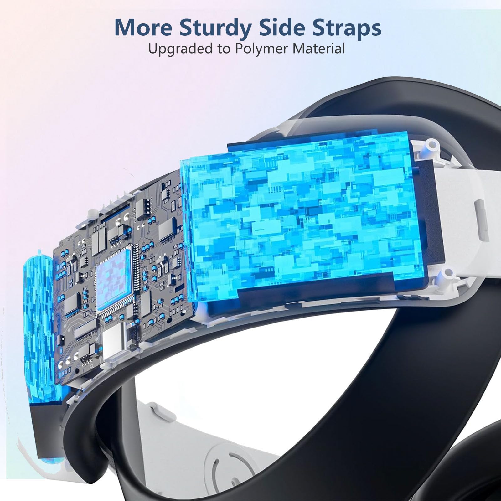 Fascia per capelli regolabile con ricarica RGB, accessori VR per Meta Quest 3S, 12000 mAh, fascia da gioco elettrica (nero con batteria)