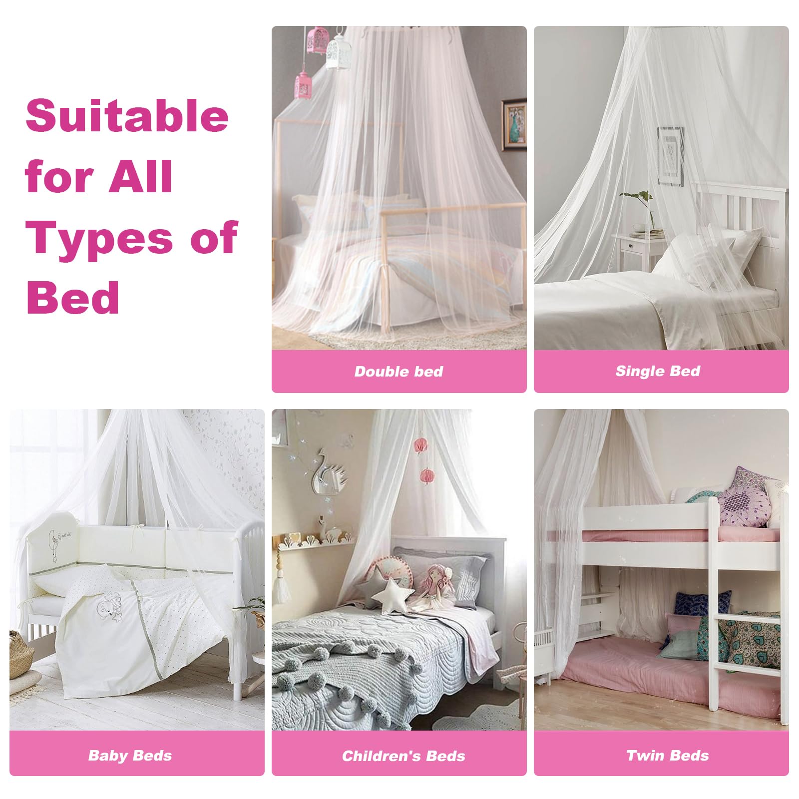 Reise Moskitonetz Bett Mit Klebehaken Schrauben,Lil Produktbild-Vorschau 14
