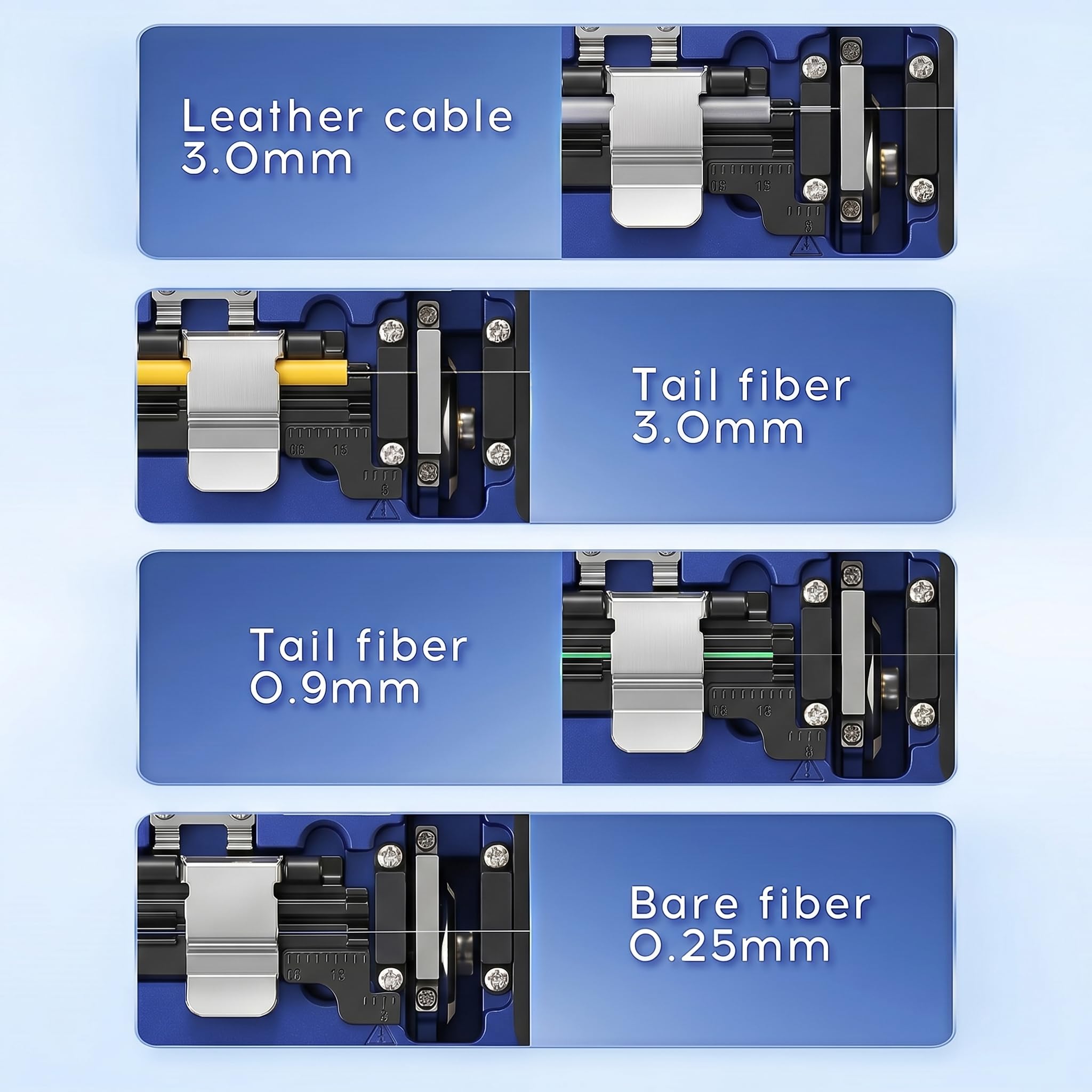 Cliveuse de fibre FTTH, couteau de coupe de câble à fibre optique à connexion à chaud et à froid, lame à 16 faces, longueur de coupe : 9-16 mm