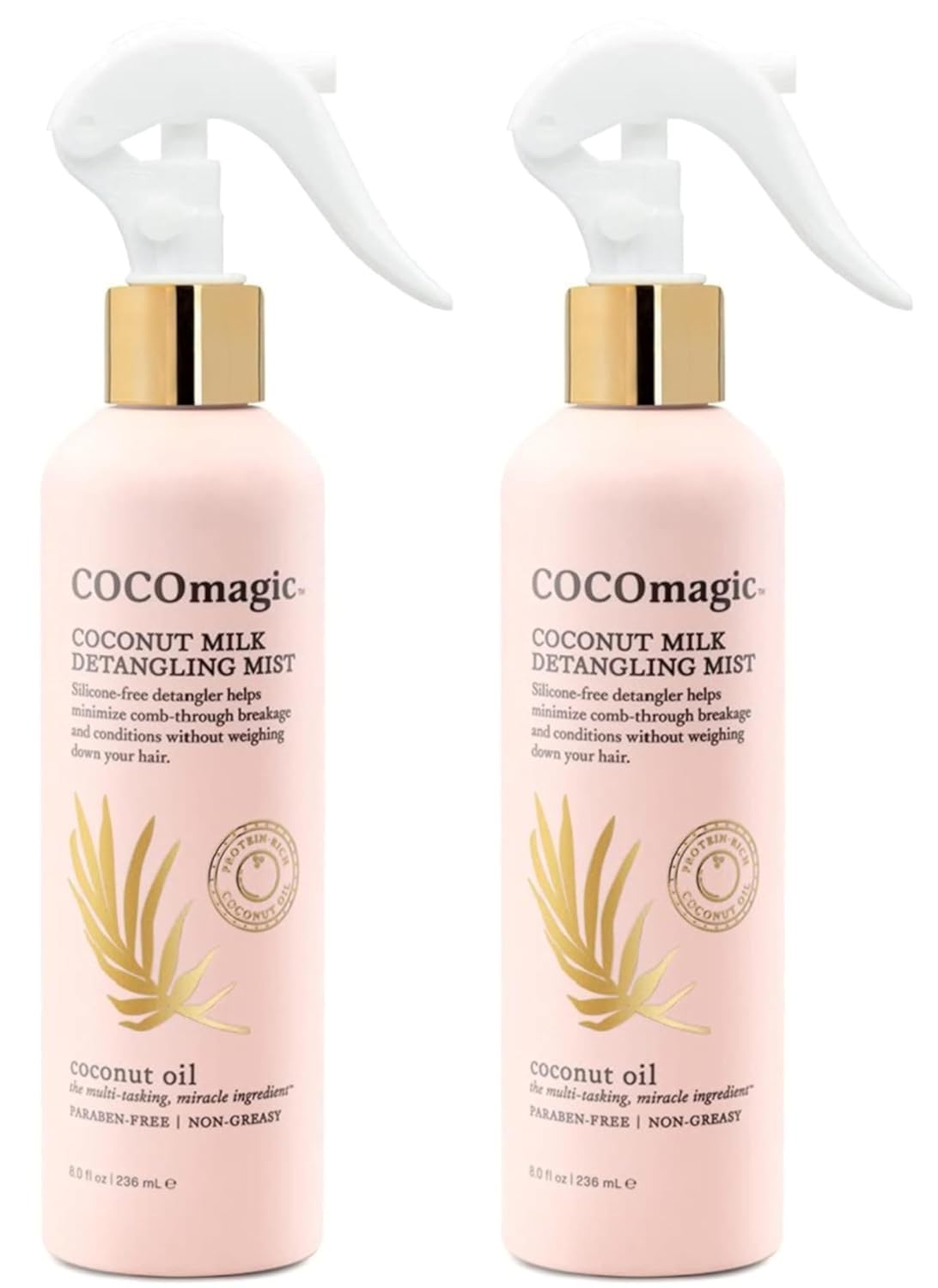 Cocomagic Coconut Milk Detangling Mist | Extra Moisturizing Leave-in Detangler | Restore Vibrancy and Boost Shine | Non-Greasy Formula | Paraben Free (8 oz, 2 Pack)