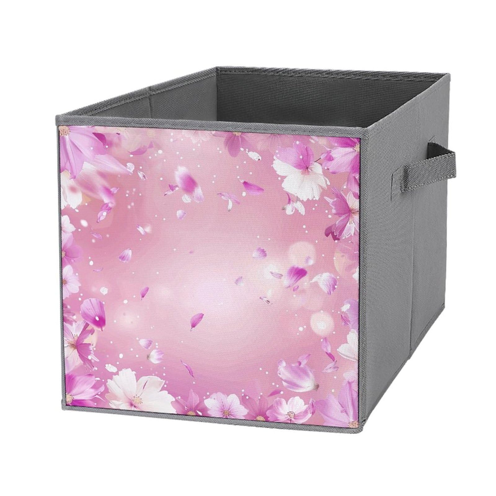 Bacs de rangement pour vêtements avec poignées solides et motif floral pailleté