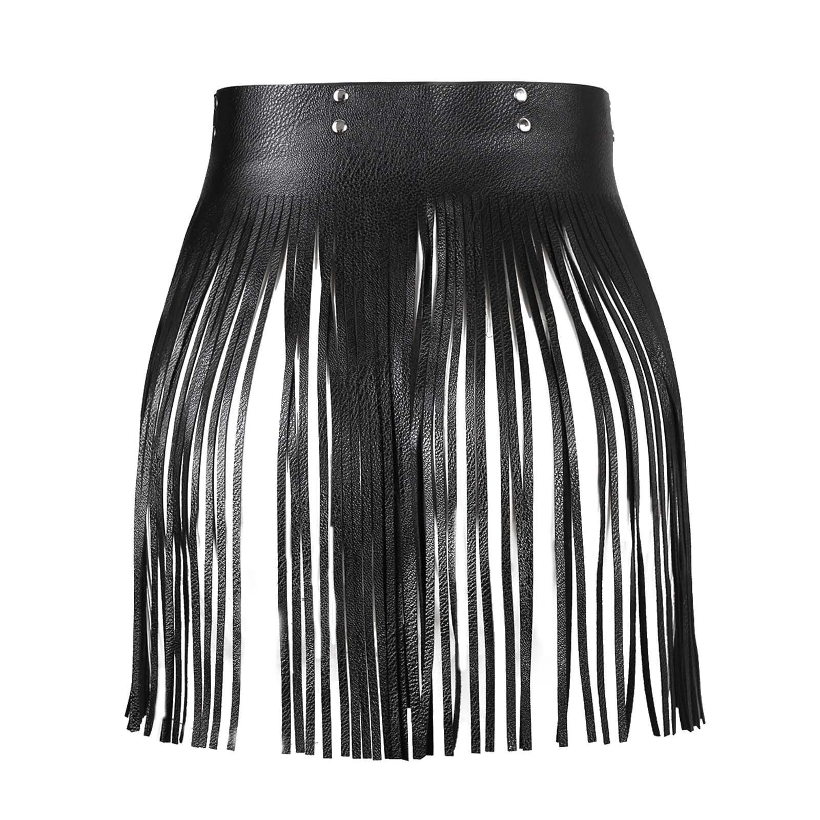 Generisch 2026 - Sexy Halloween - Jarretière en cuir avec franges - Pour clubwear et performance de mode - Entrejambe ouvert