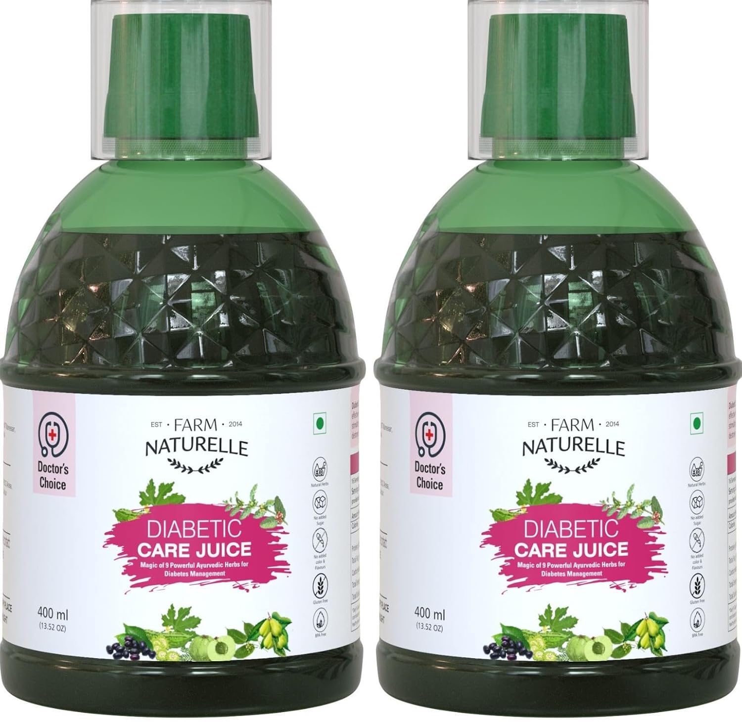 Farm Naturelle – Most Effective Ayurvedic Diabetic care juice-Amla, Karela, Jamun, Kutki, Guduchi for sugar control-1+1 Free-2X 400mL