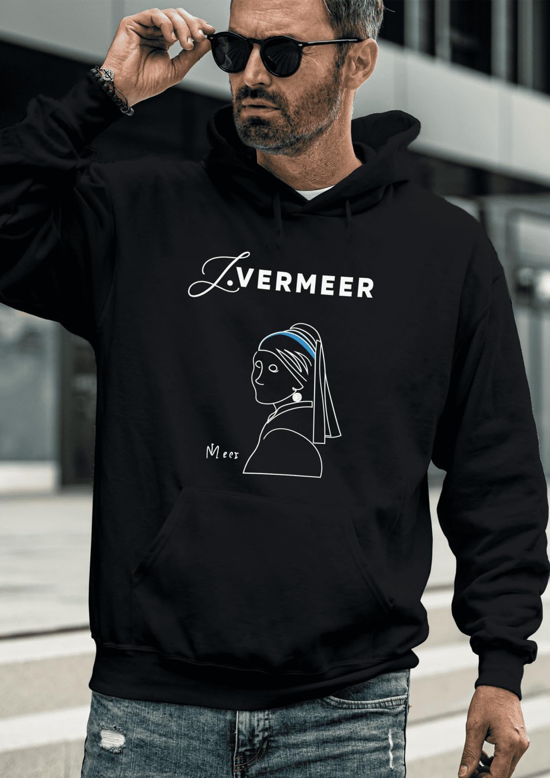 Męska bluza z kapturem Inspire z kolekcji Line Art Vermer B&Color BCWU33B BZ, czarny, 3XL