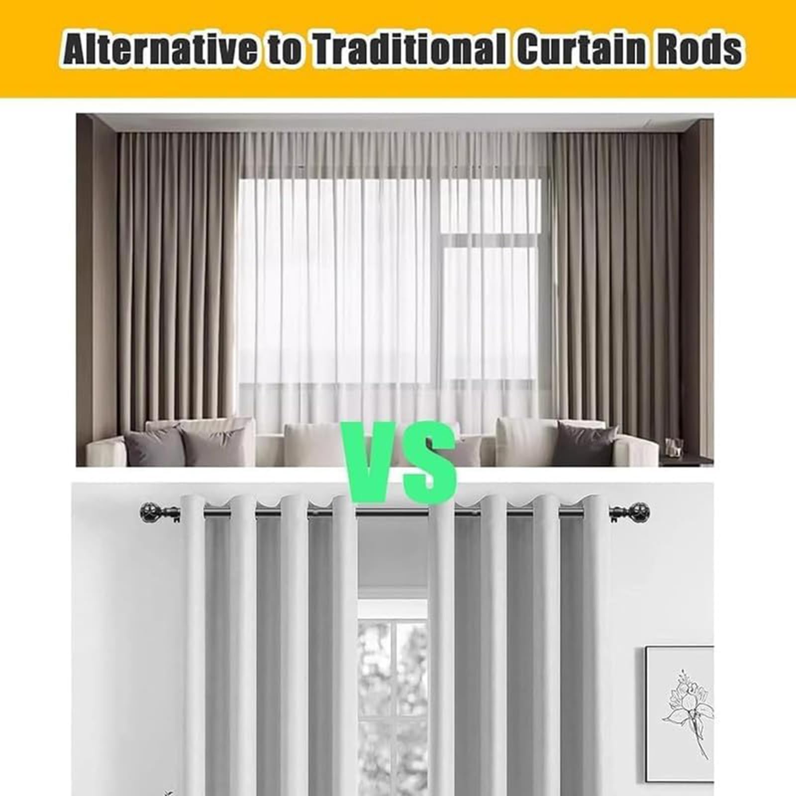 Générique Système de Tringle à Rideaux, Caisson à Rideaux Double avec Rail - Rail Coulissant en Aluminium pour Cadre de cantonnière 4 en 1, Alternative Moderne aux tringl