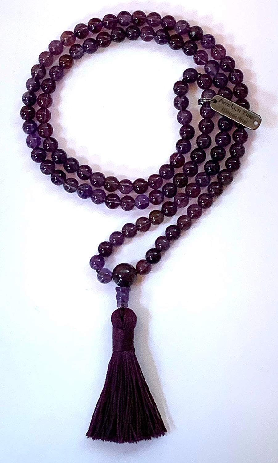AWAKEN YOUR KUNDALINI Amethyst Mala Necklace, 6mm 108 Beads, February Birthstone, Aquarius Gemstone, Crown Chakra - Image 3
