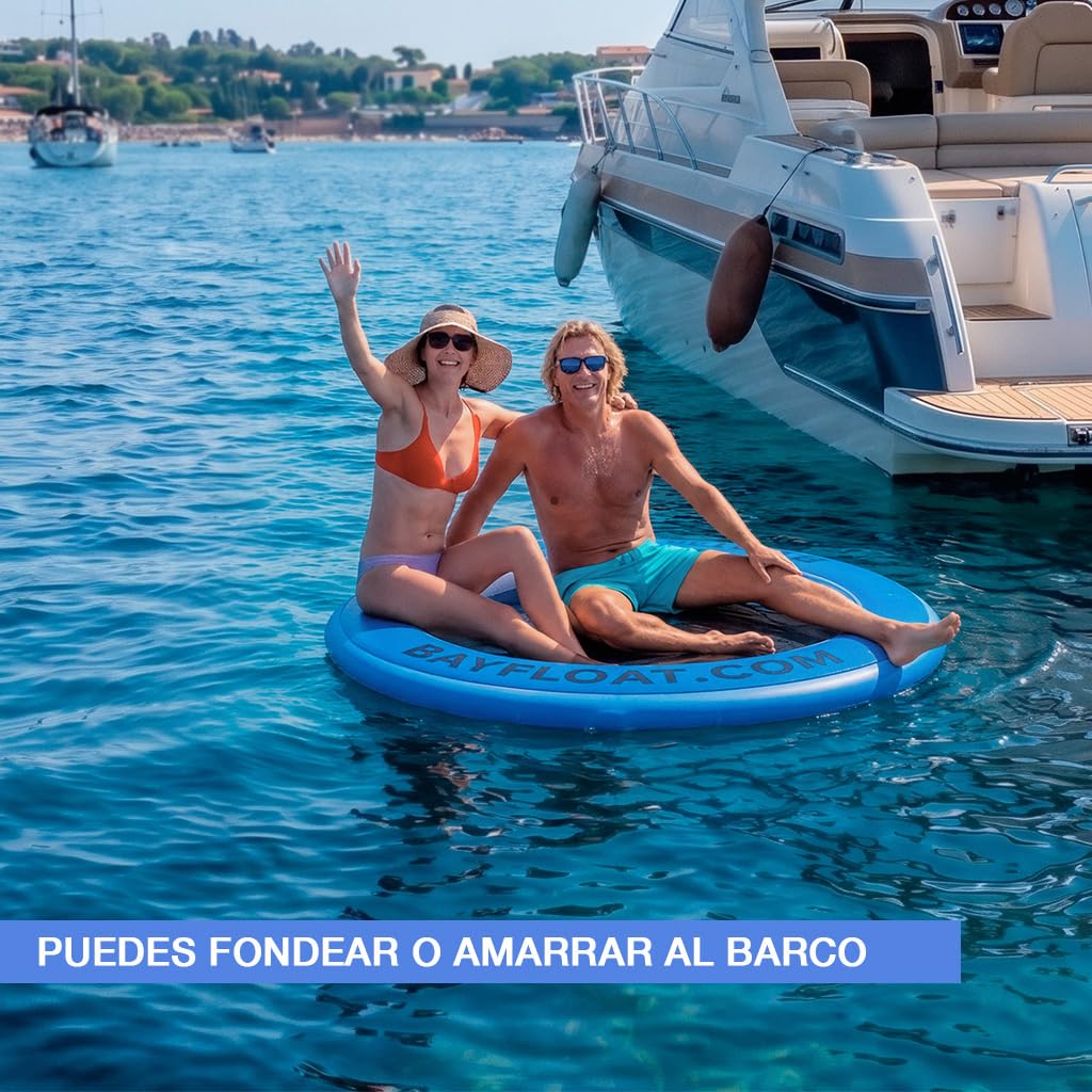 Capri 180 - Anillo Hinchable 2 o 3 Personas, Doble-Capa Dura, Anti-Medusas, Azul, Plataforma Flotante, Flotador Hinchable