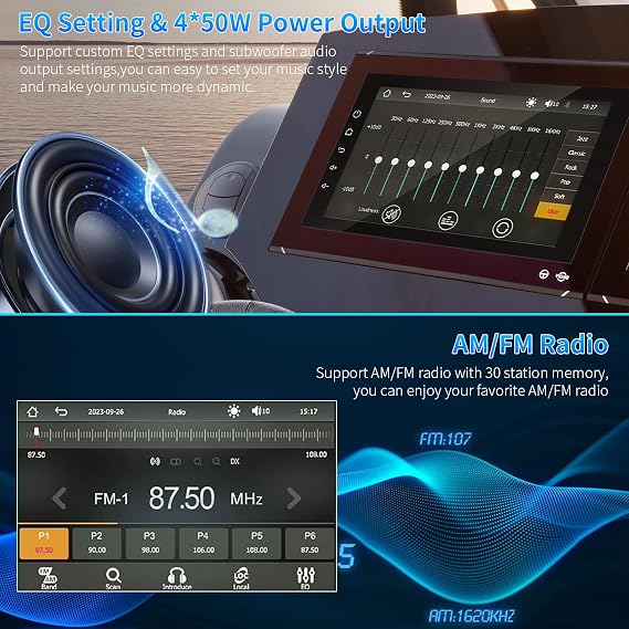Geloo 2026 Upgraded Marine Stereo with Wireless CarPlay and Android Auto, Portable 8'' Wireless Carplay Touchscreen, Waterproof IPX6 Marine Multimedia Player for Marine, ATV, Boat, BZR, Golf Cart