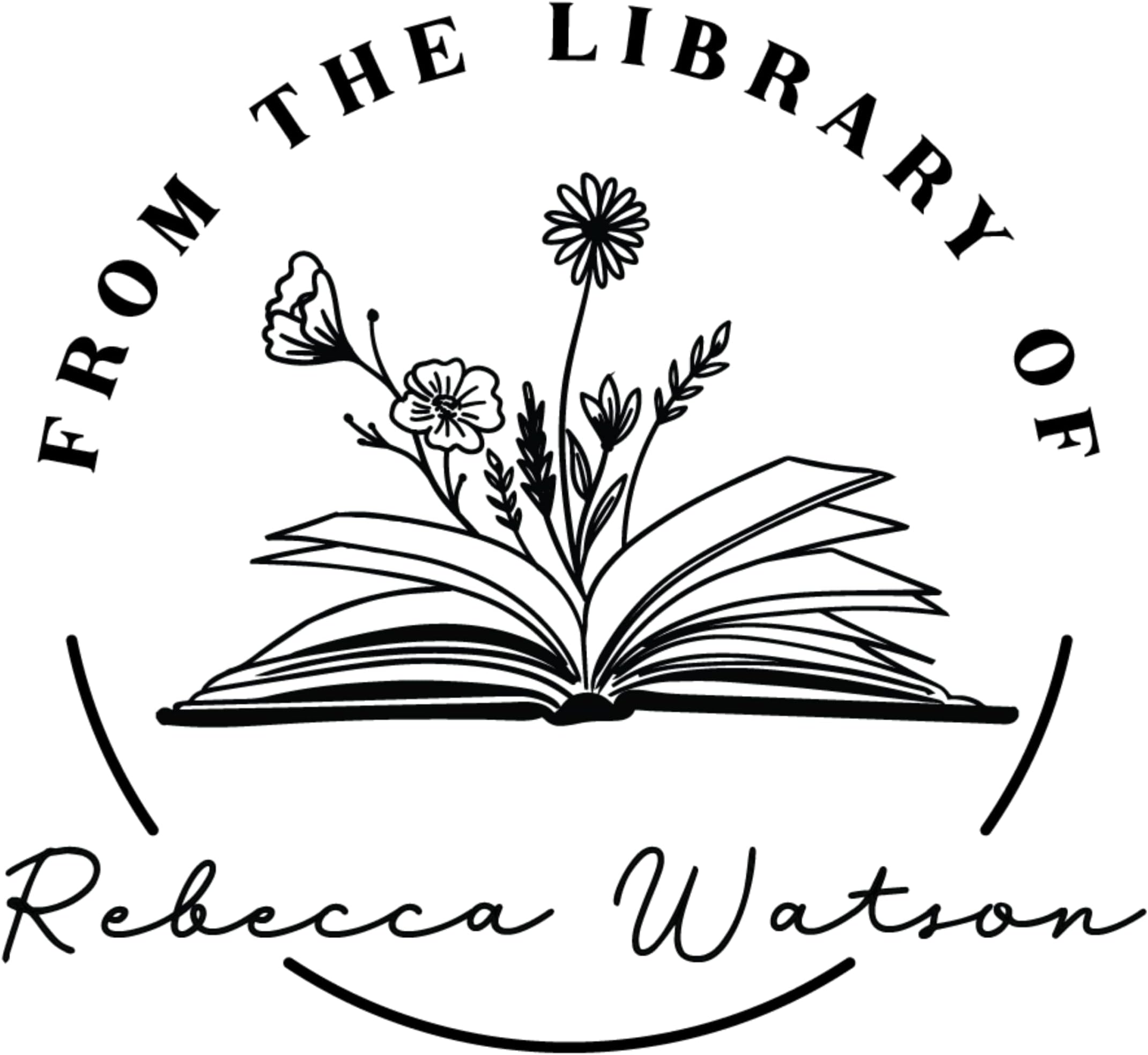 Pickled Stamps from The Library of | Ex Libris | Floral Book Stamp | Personalized Book Embosser | Custom Library Embosser | Self-Inking Wood Handle Floral 2