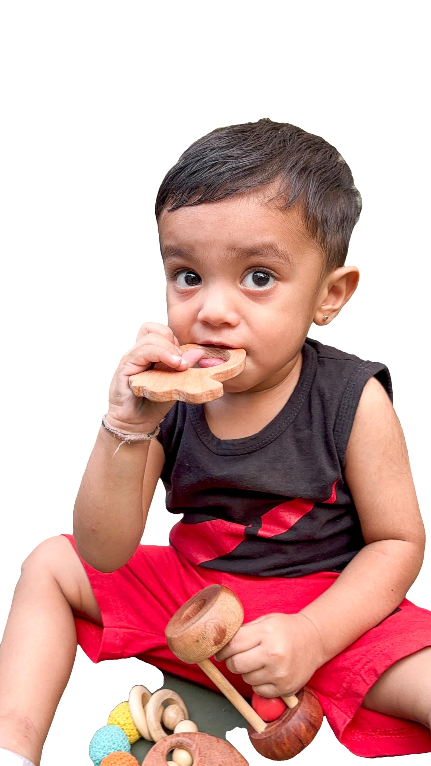 Mother Touch Toy Baby Teething Rings | Star and Pear Shaped Wooden Teether | Chemical-Free Neem Wooden Teether | BPA Free Teething Toy | For 6 To 12 Months Baby | Beautiful Chewbies for Toddlers | Wooden Toys for Infants 4