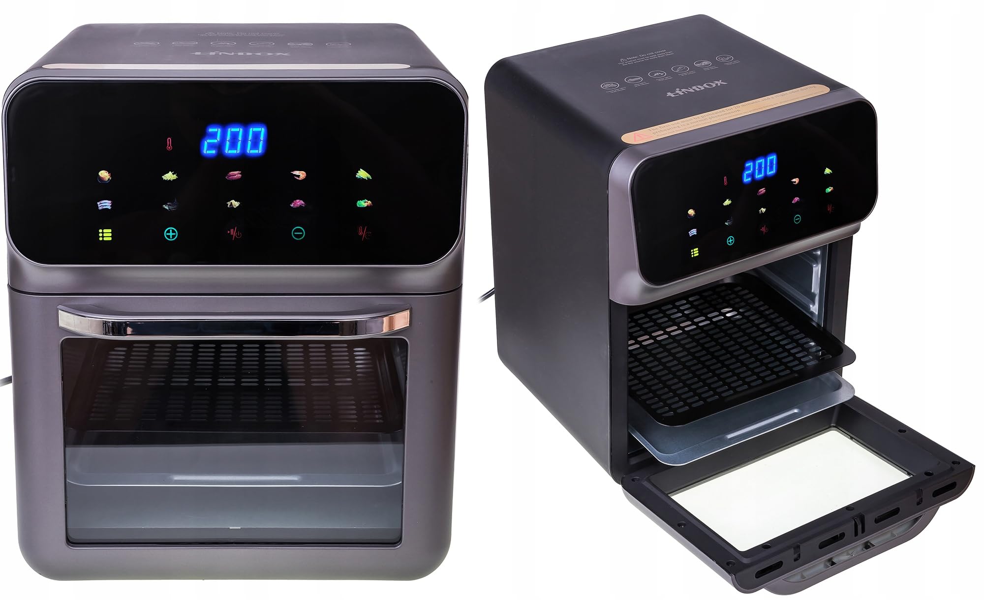 FRYTKOWNICA PIEKARNIK BEZTŁUSZCZOWY AIR FRYER LINBOX INOX CZARNY