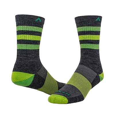 Wigwam Super Stripe Mid Crew Quarter Length Socks Shoes Charcoal
