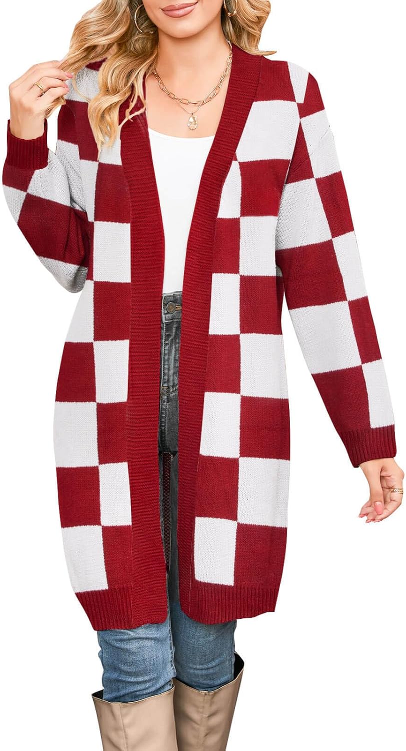 Alsol Lamesa Women’s Long Sleeve Cute Cardigan Sweaters V Neck Open Front Ribbed Knit Heart Sweater Coat