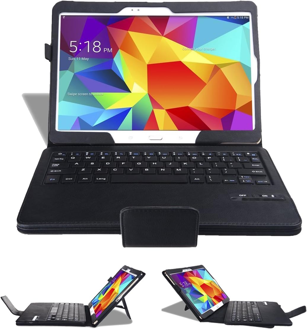 NEWSTYLE Black Ultra Thin Keyboard Leather Case Cover Detachable Bluetooth Keyboard + Flip Stand Leather Case For Samsung Galaxy Tab S 10.5-inch Tablet SM-T800 / SM-T805