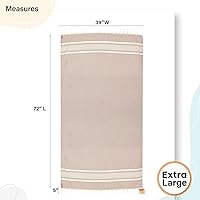 Vista 2 de Toalla de playa turca de lujo de algodón turco de alta calidad, sin arena, de secado rápido, toallas de playa ligeras, multiusos, para pareo, Beige