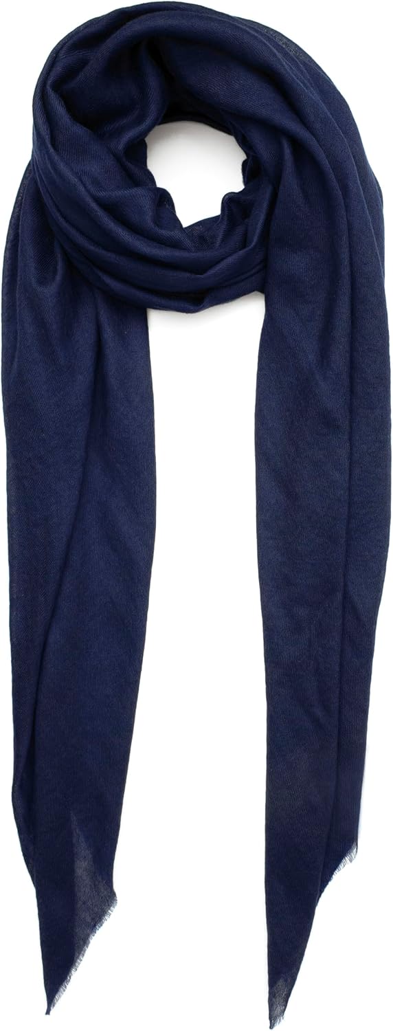 100% Cashmere Scarf Made in Kashmir (Gift Box) Large Warm Pashmina Women Men Winter Navy Blue