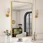 HARRITPURE 40"x30" Rectangle Bathroom Mirror, Aluminium Alloy Frame Wall-Mounted Vanity Mirror, Decorative Wall Mirror for Over Sink Entryway Bedroom Living Room Home Decor, Black