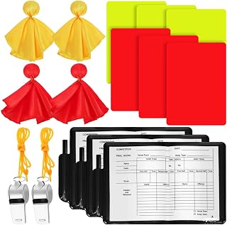 Yardwe Soccer Referee Kit with Warning Cards, Flags, Metal Whistle