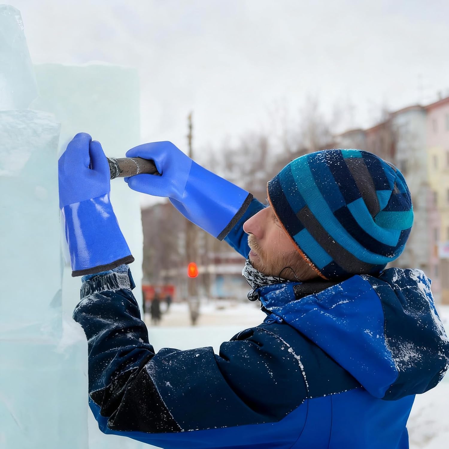 6 Pairs Waterproof Winter Gloves for Men Freezer Work Warm Fleece Lined Thermal Work Gloves Chemical and Oil Resistant Liquid Nitrogen Protective, Non-slip, Blue for Cold Weather - Image 5