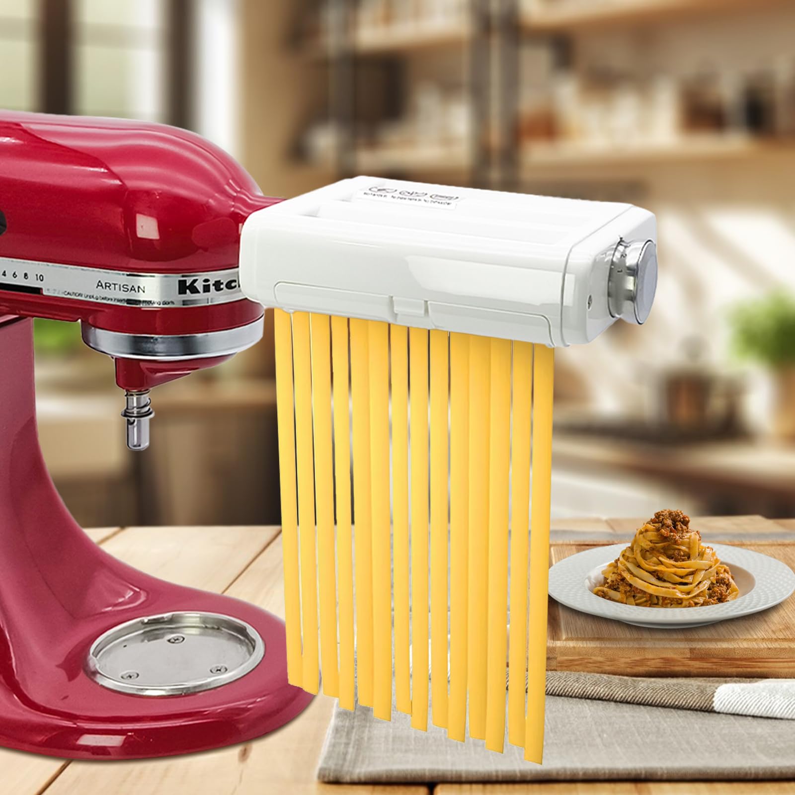Accesorio para Hacer Pasta Compatible con Batidoras de Pie Kitchen Aid 3 en 1 Rodillo para Pasta, Accesorios para Hacer Fideos