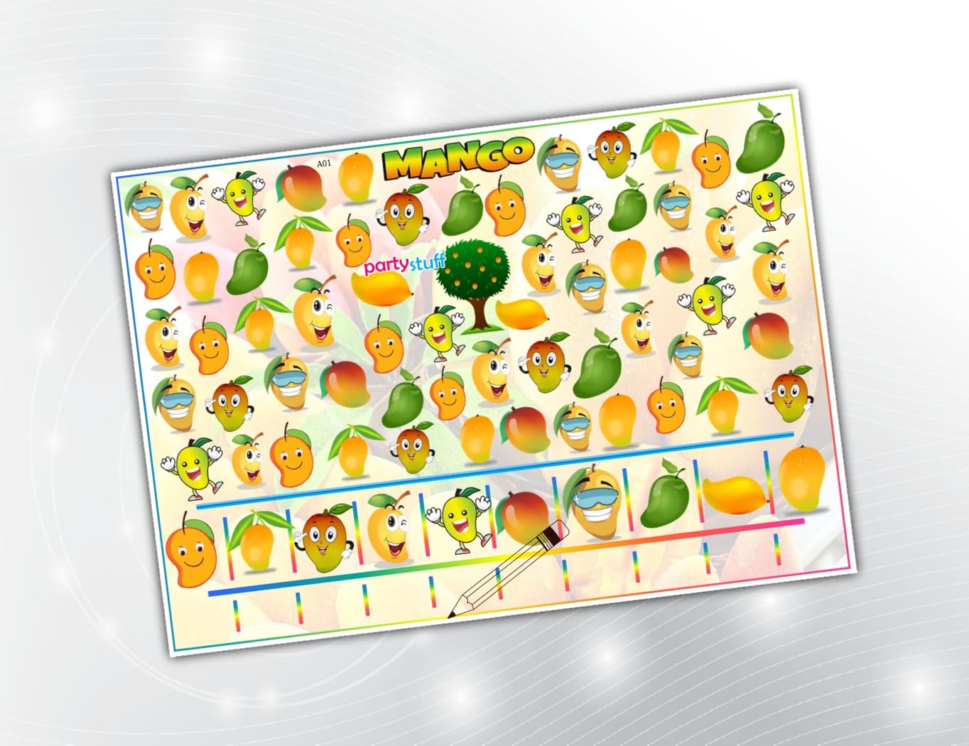 PartyStuff Mango Theme Paper Games - Mango Count - Count Items (12 Cards)