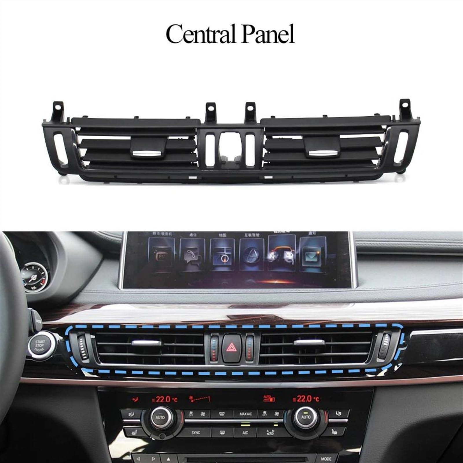 Accessoire BMW 2014-2018 Grille Ventilation Climatiseur Pour BMW X5 X6 F15 F16 2014-2018 - Central - Qualité OEM Grille Climatiseur X6 F15