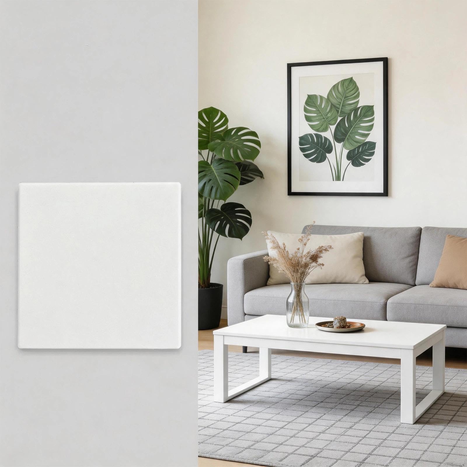 Cache Prise 8,6 x 8,6 cm Blanc ABS Plastique Montage sans Perçage pour Prises Inutilisées