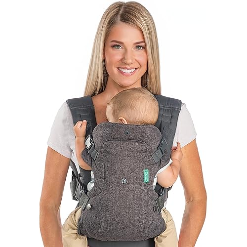 Infantino Flip 4-in-1 Convertible Baby Carrier, Adjustable, Ergonomic Babywearing, Registry Essential, Baby Carrier for Newborn to Toddler, Gray