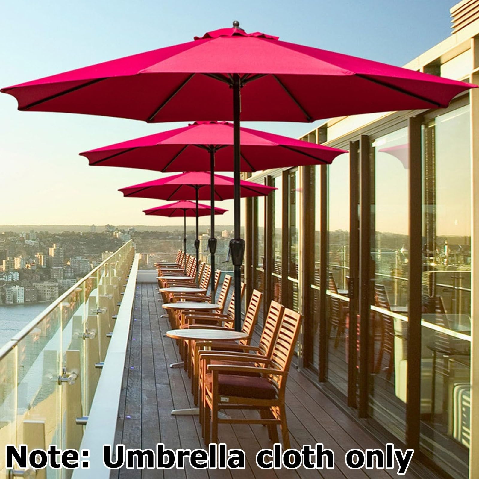 Copertura Per Ombrellone Tela Di Ricambio Baldacchino Per 6/8 Braccia | Rechange Telo Per Ombrellone Ø230/250/270cm, Durevole E Resistente Agli Strappi,Facile Da Installare(Red,3m/8ribs)