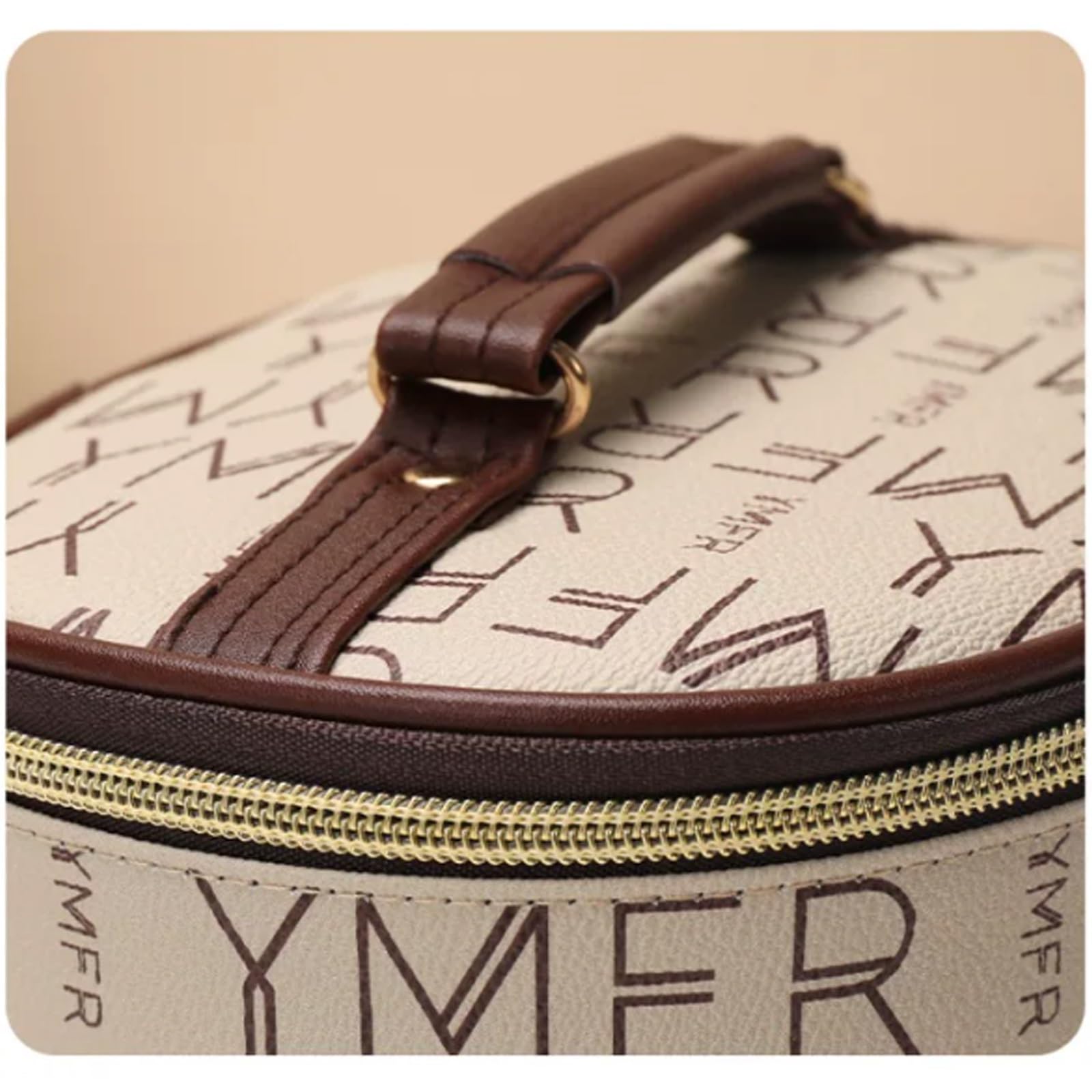 Borsa da Toilette Impermeabile, Portatile Porta Trucchi, Ideale per le Donne, con Divisorio Integrato, Facile da Pulire, Ampio Scomparto per Mantenere un Look Impeccabile Sempre(Coffee)