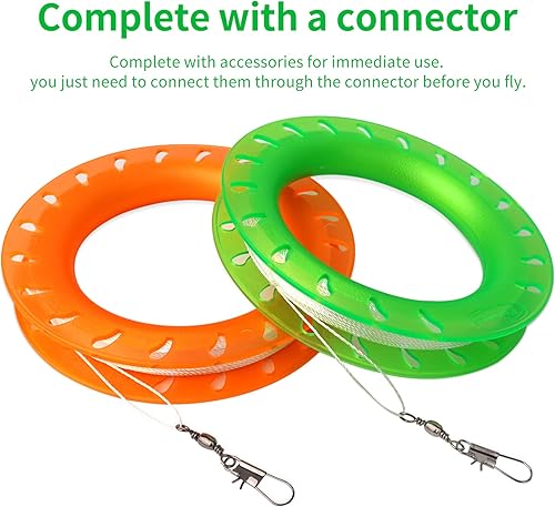 Miniatura 4 de Juego de cometas de aro para niños carrete, mango y línea de 300 pies para cada bobinador de carrete de cometa