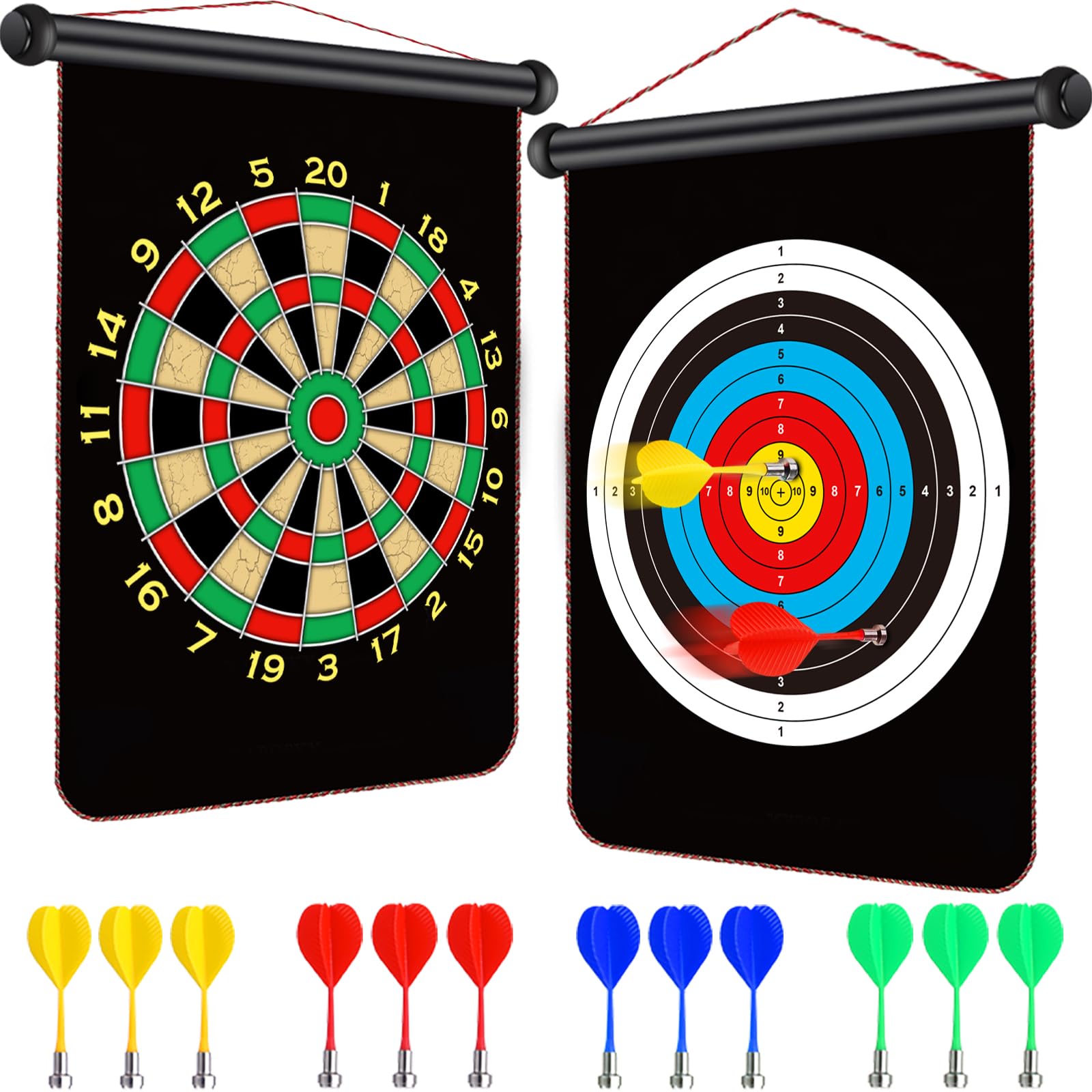 RaboSky Magnetic Dart Board for Kids, Magnetic Dartboard for Boys Toys Age 8-12, Gifts for Teen Boys 8 9 10 11 12 13 14 Years Old Birthday, Magnet Dartboard Sets Double Sided Outdoor Game