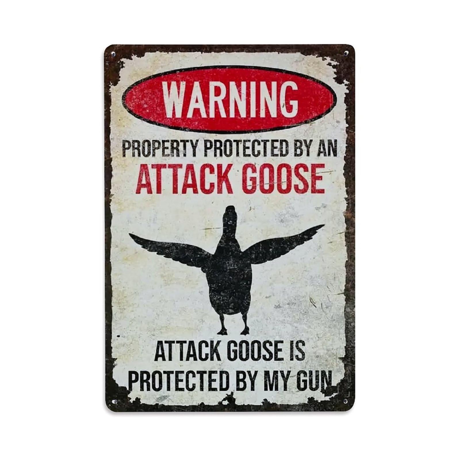 Jdfenggu Vintage Warning Attack Goose Sign Print Retro Metal Tin Sign, Metal Poster For Bar, Home, Man Cave, Kitchen, Laundry Room Art Decor 8X12 Inch