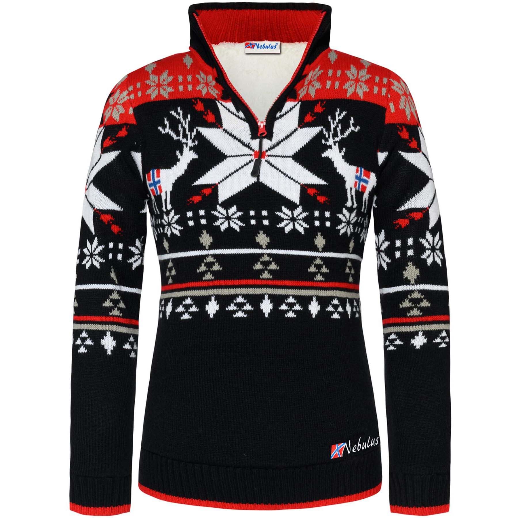 Nebulus Jersey de punto con pelo Fria para mujer, color negro y rojo, talla XL (42)