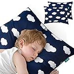 Biloban Toddler Pillow for Sleeping, Kid Pillows 14 x 19 for Small Travel Bed, Nap Pillow, Soft & Skin-Friendly Small Pillows for Sleeping, Toddler Use Only, Age 2 to 5, 2 Pack (Navy Cloud)