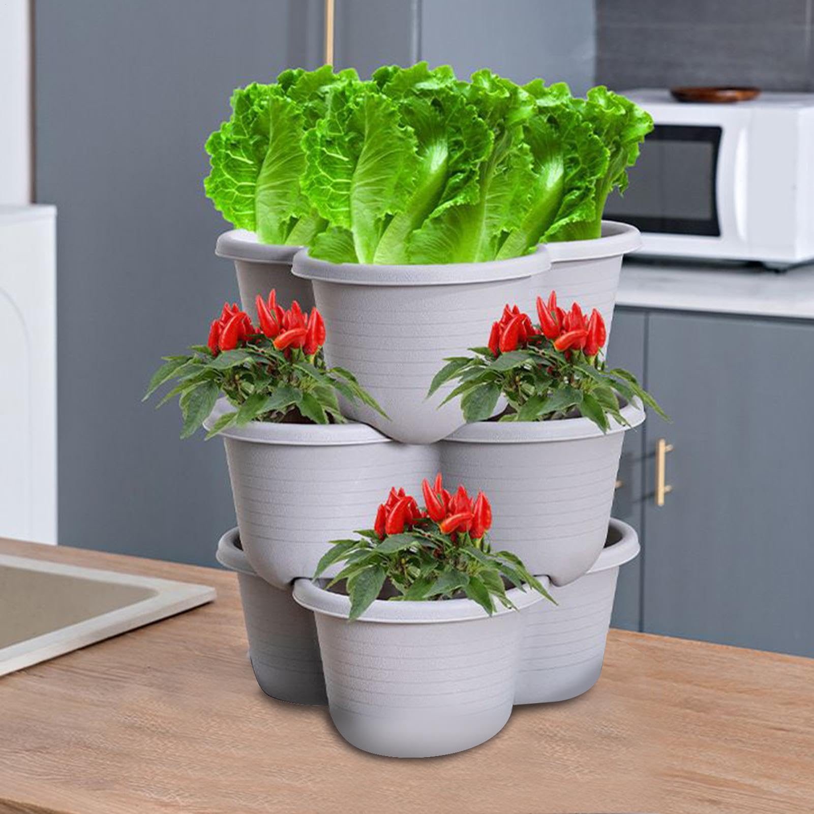 Tour de jardin à 4 niveaux empilables pour fraisiers - Système de jardin flexible à l'intérieur - Plateau pour fraises, fleurs et légumes inclus
