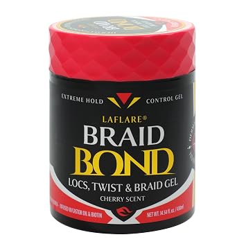 Laflare 430 ml Braid Bond Gel Bulk Extreme Hold for Natural & Kids Hair, Vegan, Nourishing, Braiding Hair, Twist Hair Cherry