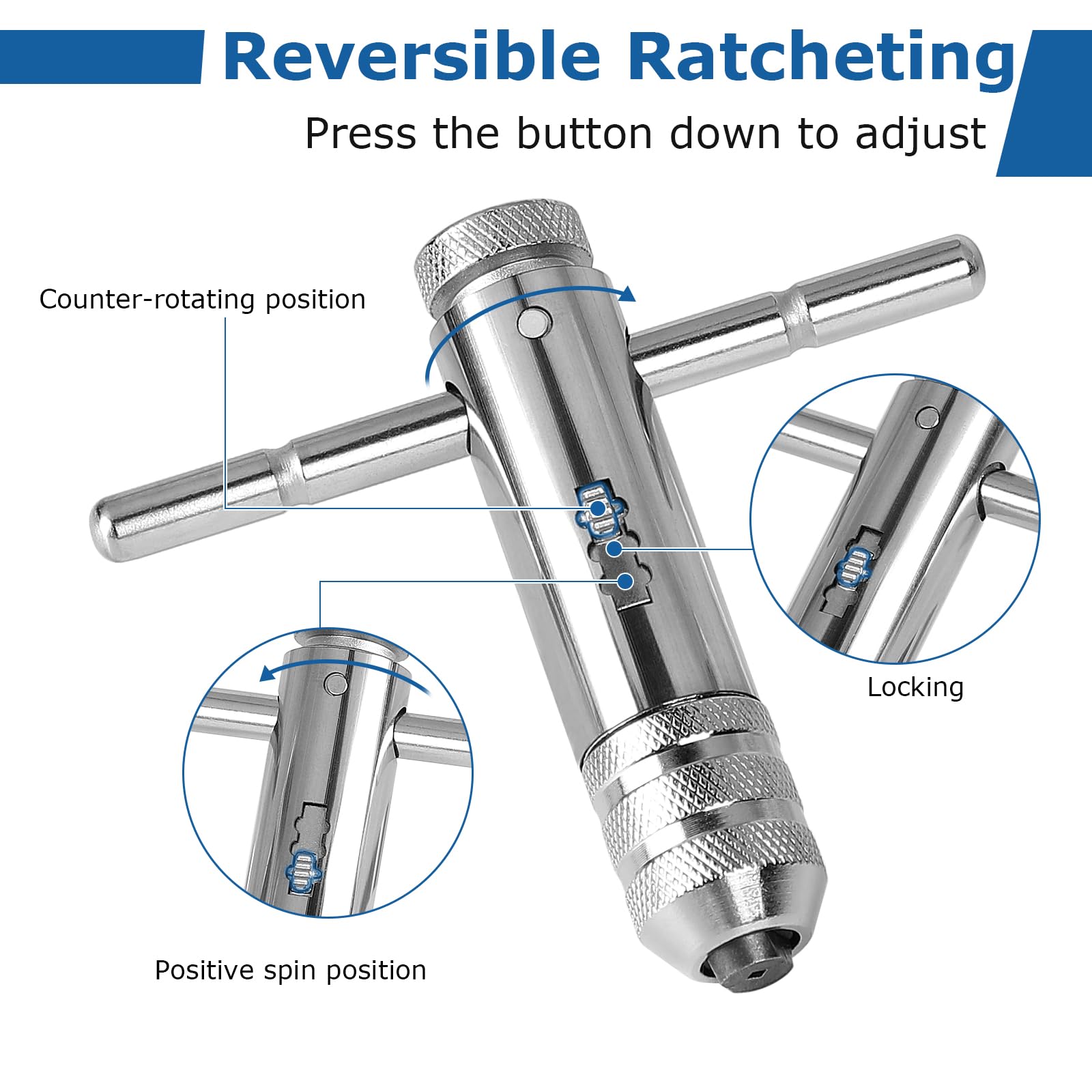 Giramaschio a Cricchetto Regolabile Set Maschi per Filettare HSS Titanio Rivestito M3-M8 M5-M12