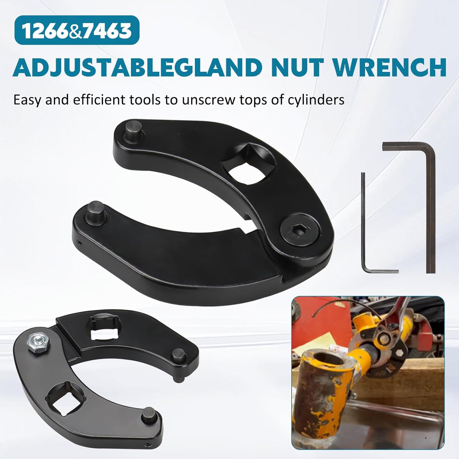 3 Pack Hydraulic Seal Installation Tools and 1266 Adjustable Gland Nut Wrench and 7463 Small Universal Gland Wrench For Most Farm and Construction Equipment
