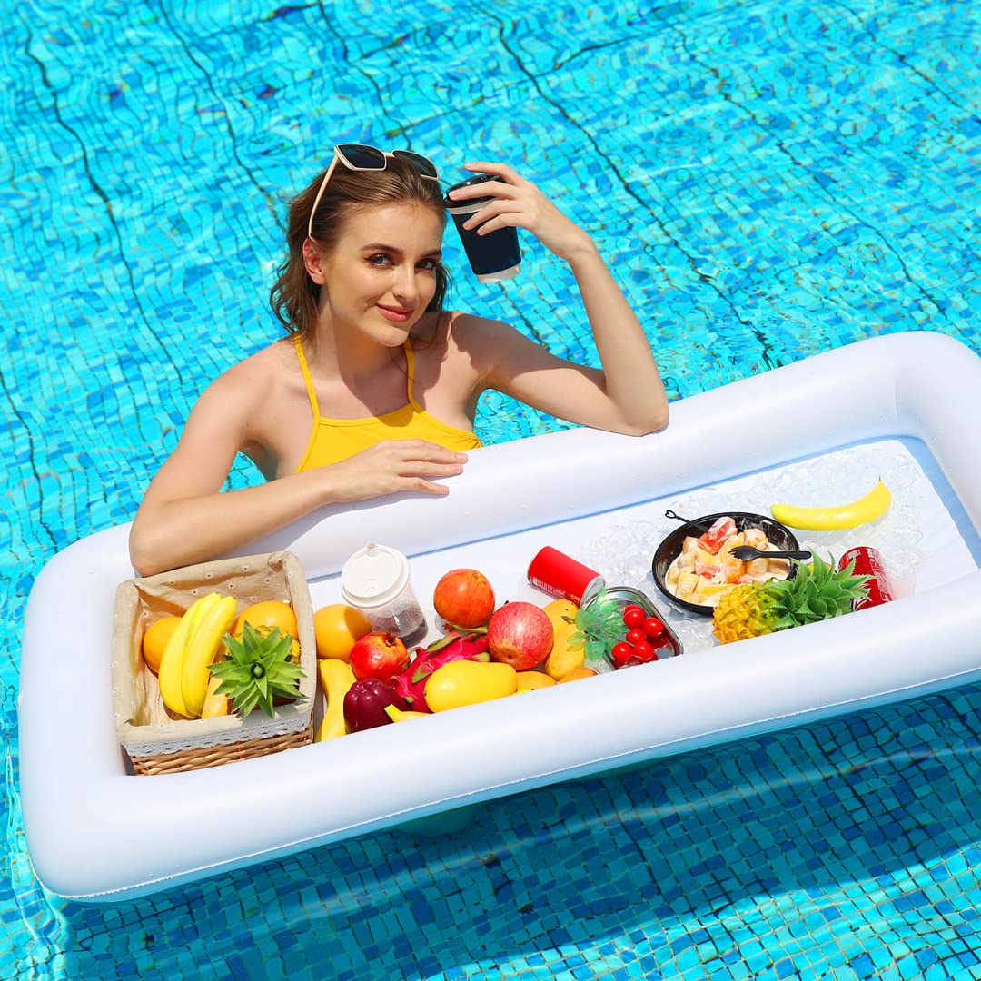 Pool Party 2 Pack Inflatable Cooler Tables - Floating Pool Cooler Bar ...