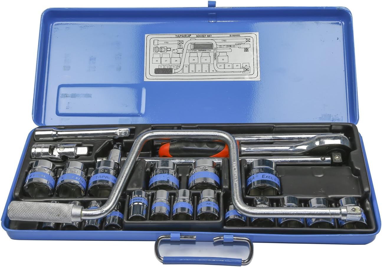Taparia S16HXL 1/2Inch Square Excel Drive Socket Set Hand Tools for
