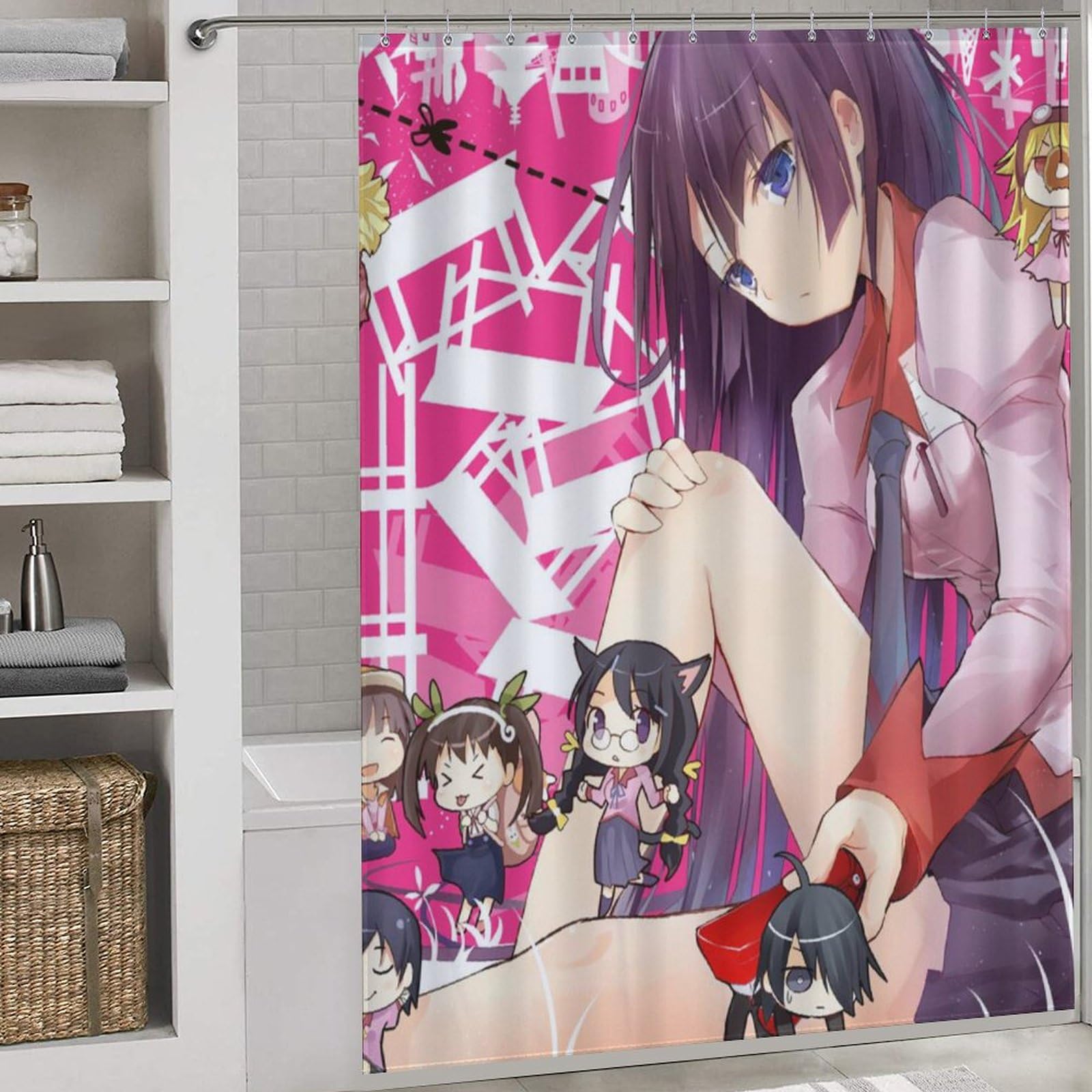 Amazon｜シャワーカーテン 可愛い アニメ柄 戦場ヶ原ひたぎ 物語
