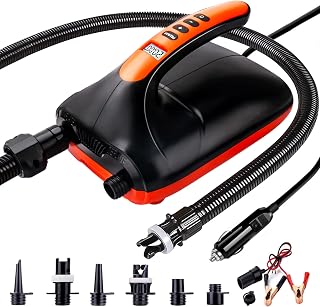 SUP Air Pump, Chefic 20PSI Electric Paddle Board Pump with LCD Screen and Auto-Off Function, 2 in 1 Dual Stage Electric Inflator/Deflator Sup Air Pump with 6 Nozzles for Stand-up Paddle Board