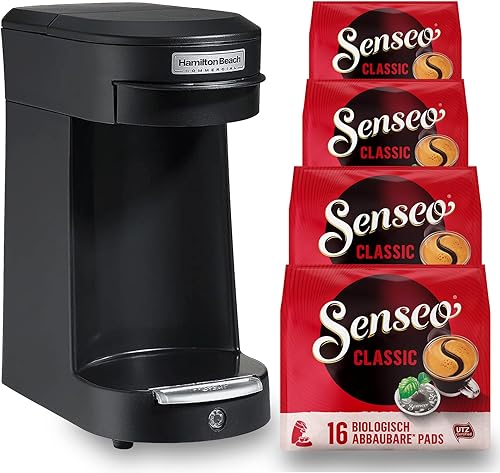 Senseo Hamilton Beach Commercial HDC200B - Cafetera de 1 taza y 64 cápsulas de café de tostado medio clásico color negro de hospitalidad individual