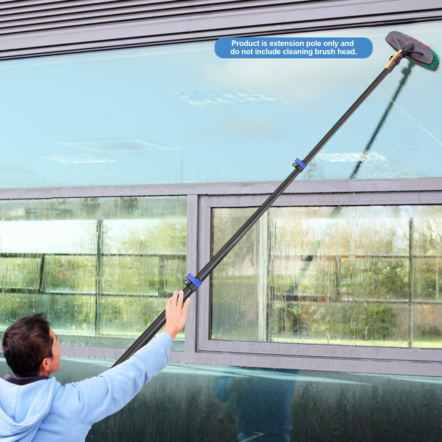 Manche Telescopique En Fibre De Carbone 9,15m, Perche Telescopique Pour Le Nettoyage Des Rouleaux De Peinture,Tige Télescopique Légère Et Stable Pour Les Travaux De Peinture Avec Tête