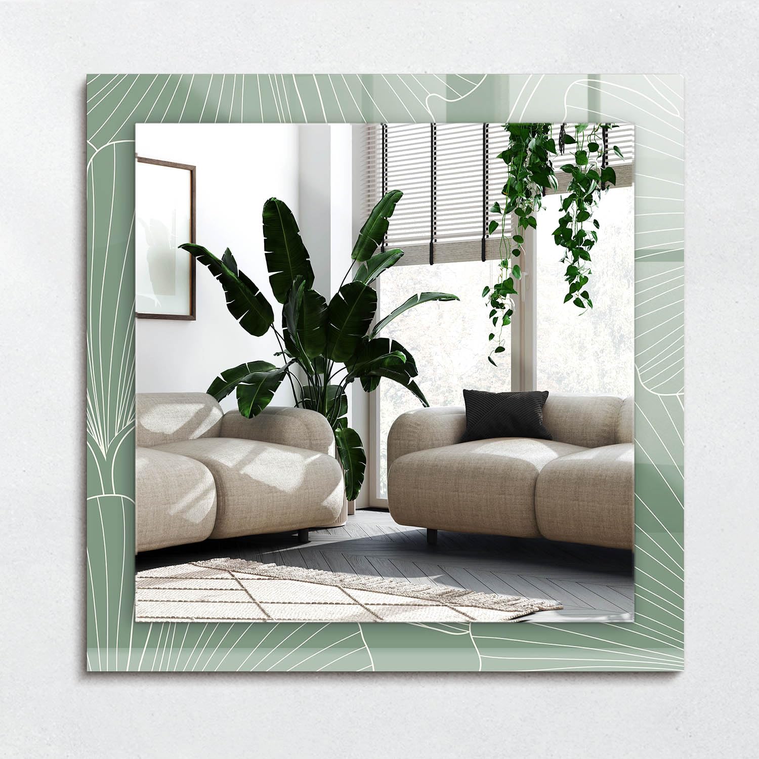 Miroir ginkgo 60x60 cm pour agrandir l'espace et décorer sans cadre
